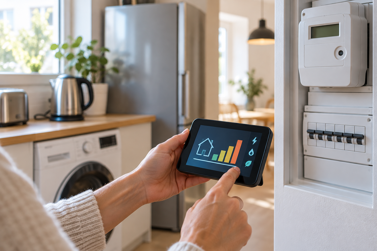 Écran de suivi énergétique affichant la consommation dans un logement