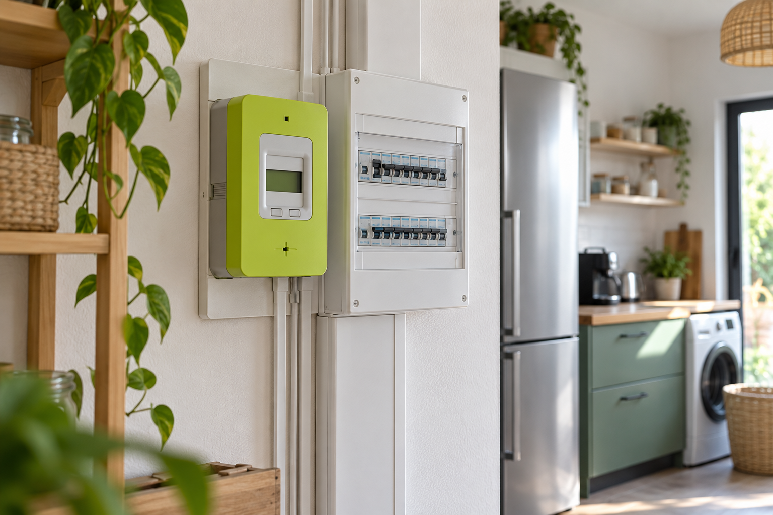 Compteur électrique Linky et tableau de répartition dans une maison