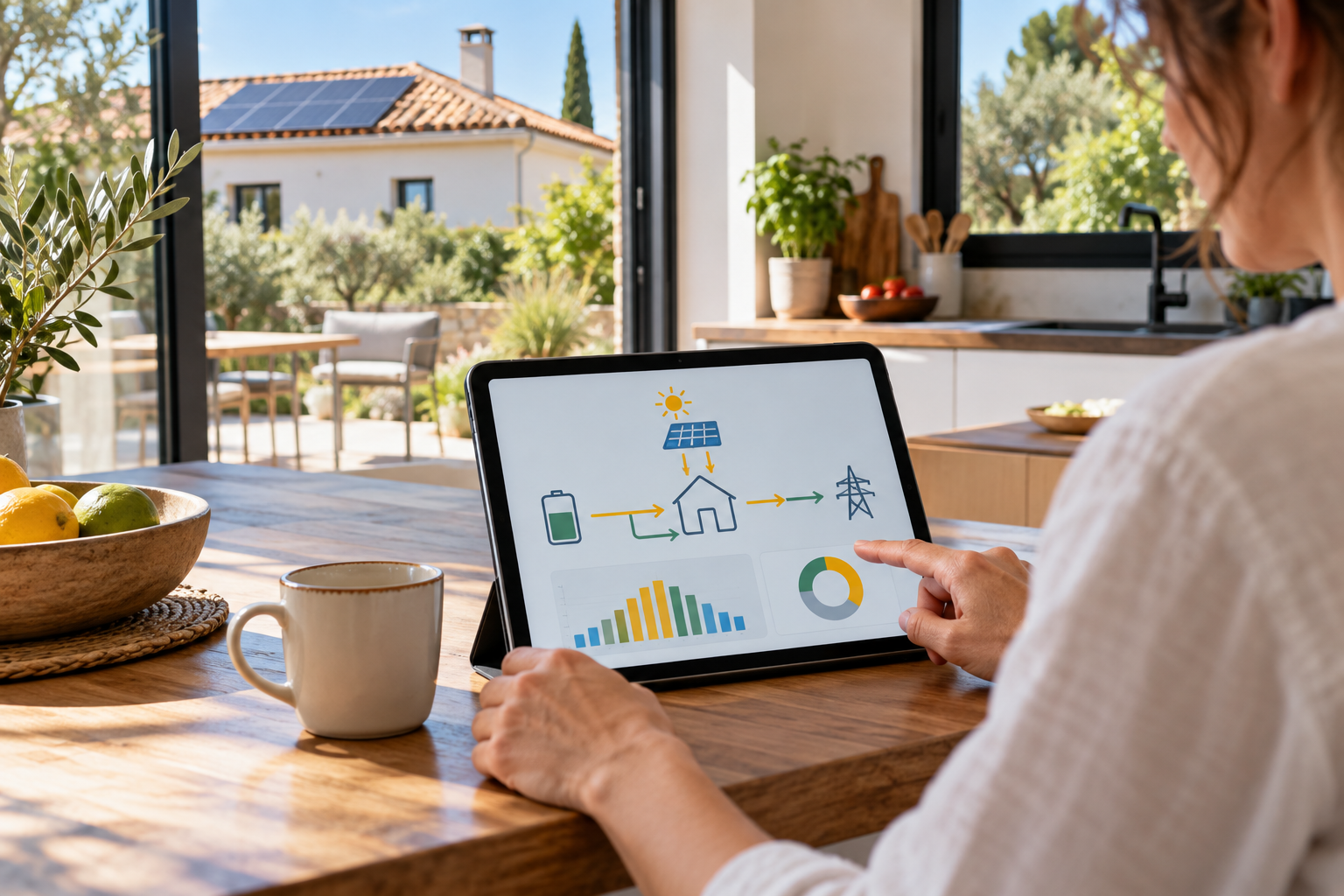 Suivi de la production solaire et des usages sur une tablette dans une maison