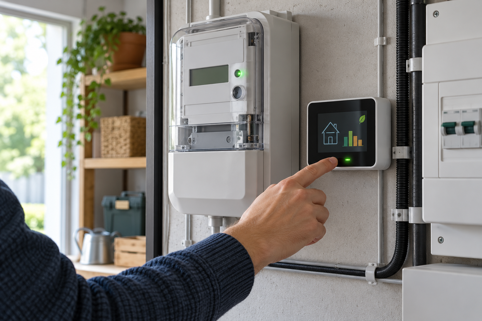 Compteur électrique et écran de suivi de consommation dans un local technique